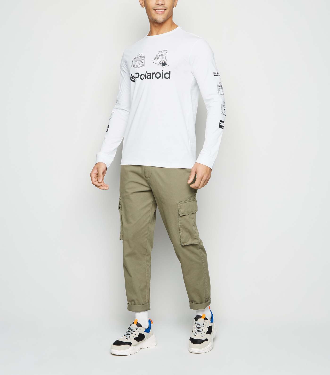 Only & Sons White Polaroid Logo Long Sleeve Top  Image 2