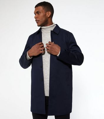 Image of Navy Collared Mac Jacket New Look