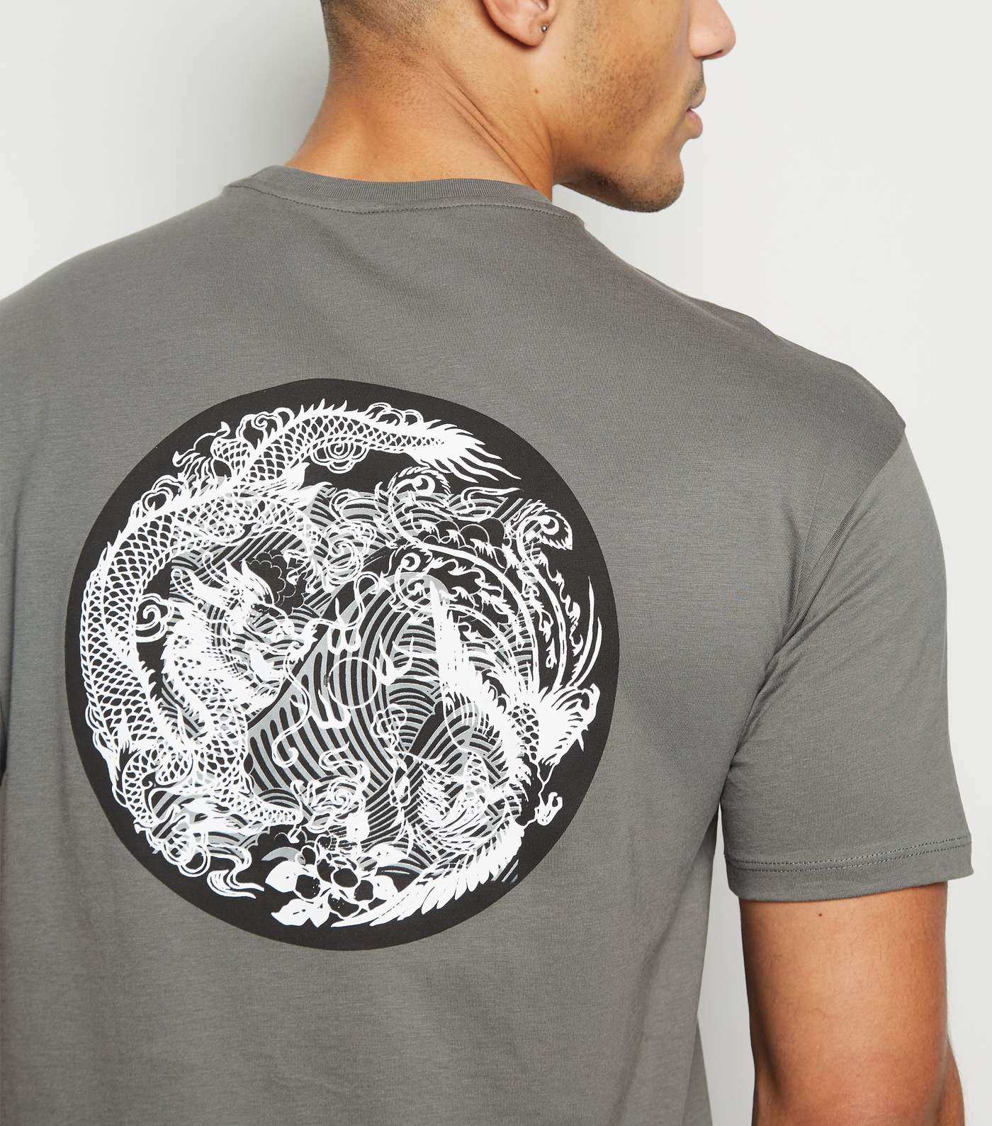Only & Sons Dark Grey Dragon Print T-Shirt Image 5