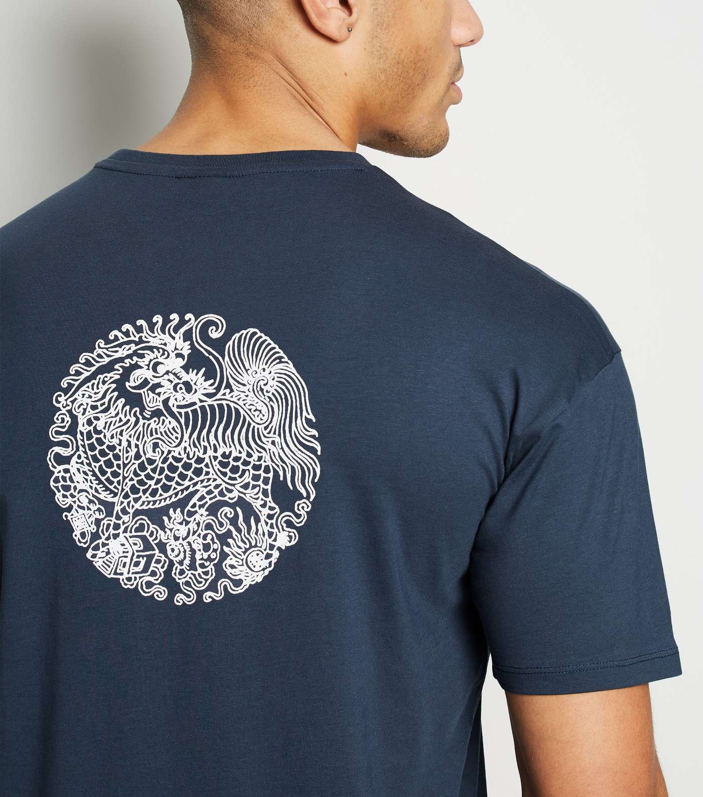 Only & Sons Navy Dragon Print T-Shirt Image 5