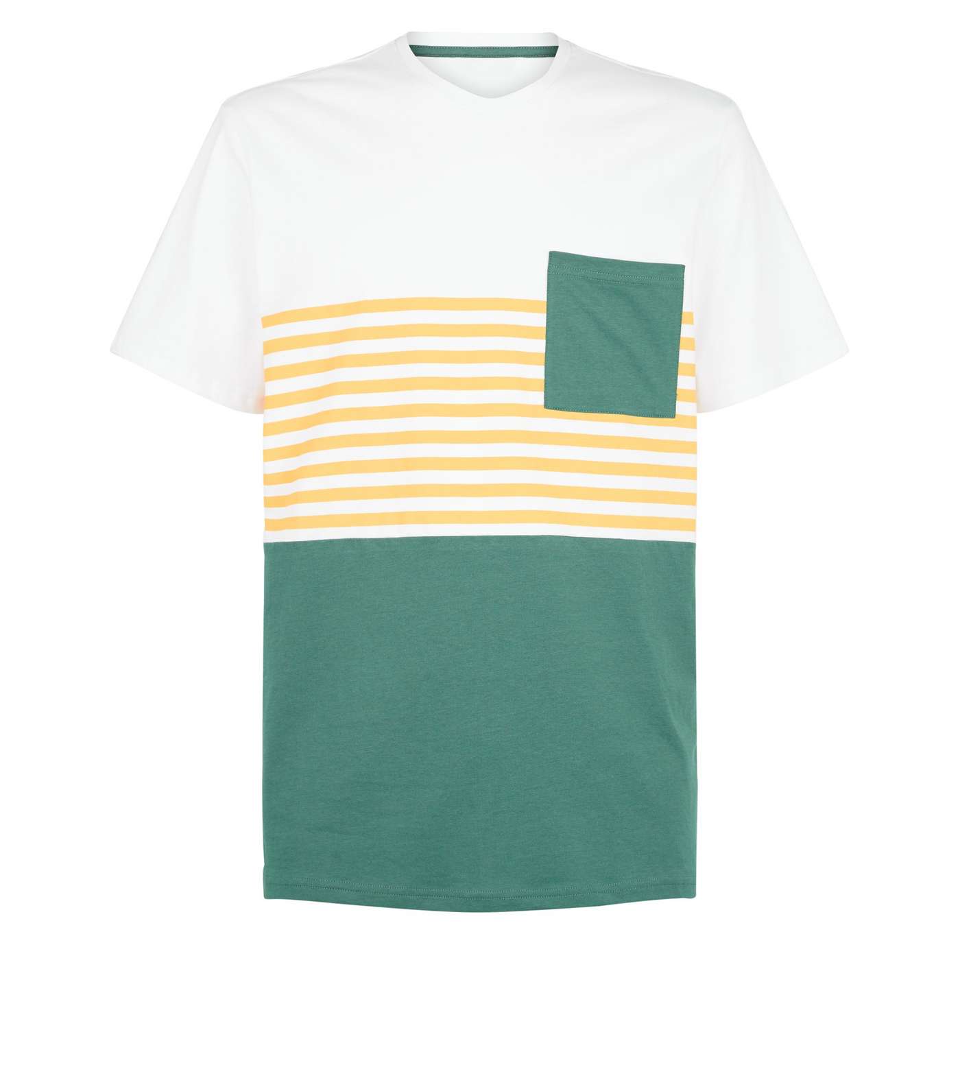 Only & Sons Green Stripe Colour Block T-Shirt Image 4