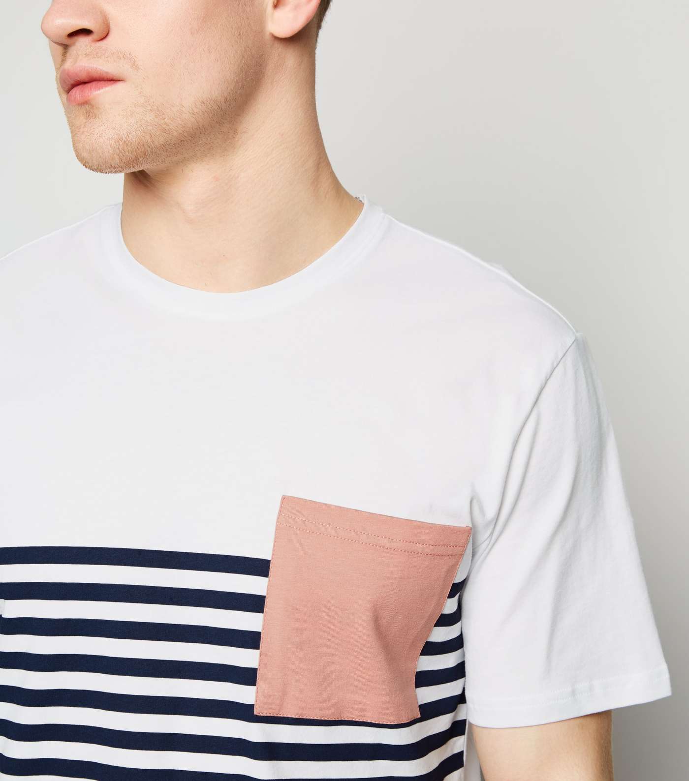 Only & Sons Mid Pink Stripe Colour Block T-Shirt Image 5