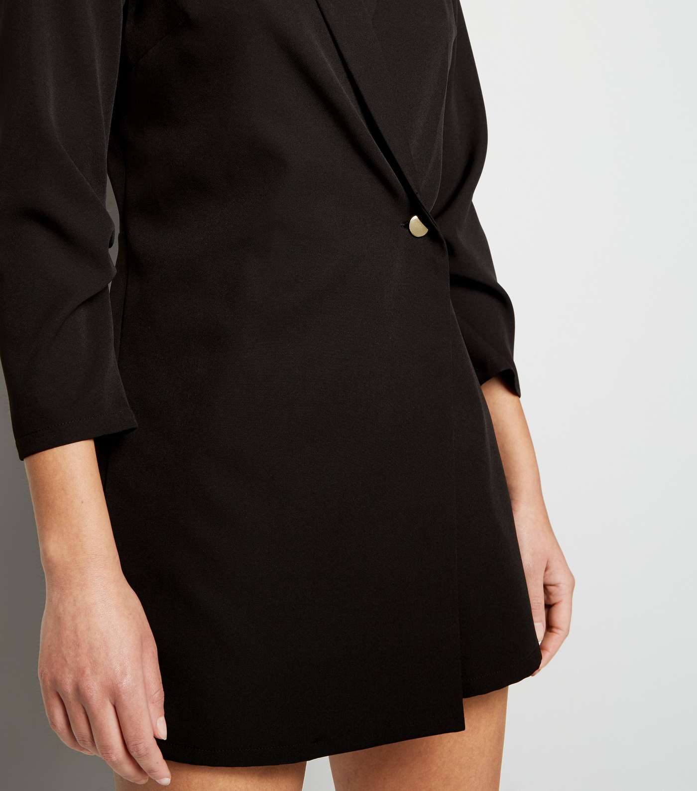 Black Collared Button Up Tuxedo Wrap Playsuit Image 5