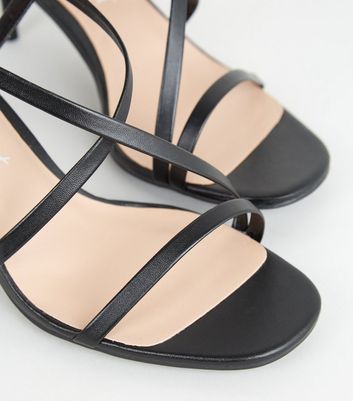 Black Leather-Look Strappy Stiletto Heels New Look shop for Black Leather-Look Strappy Stiletto Heels New Look at Shopo