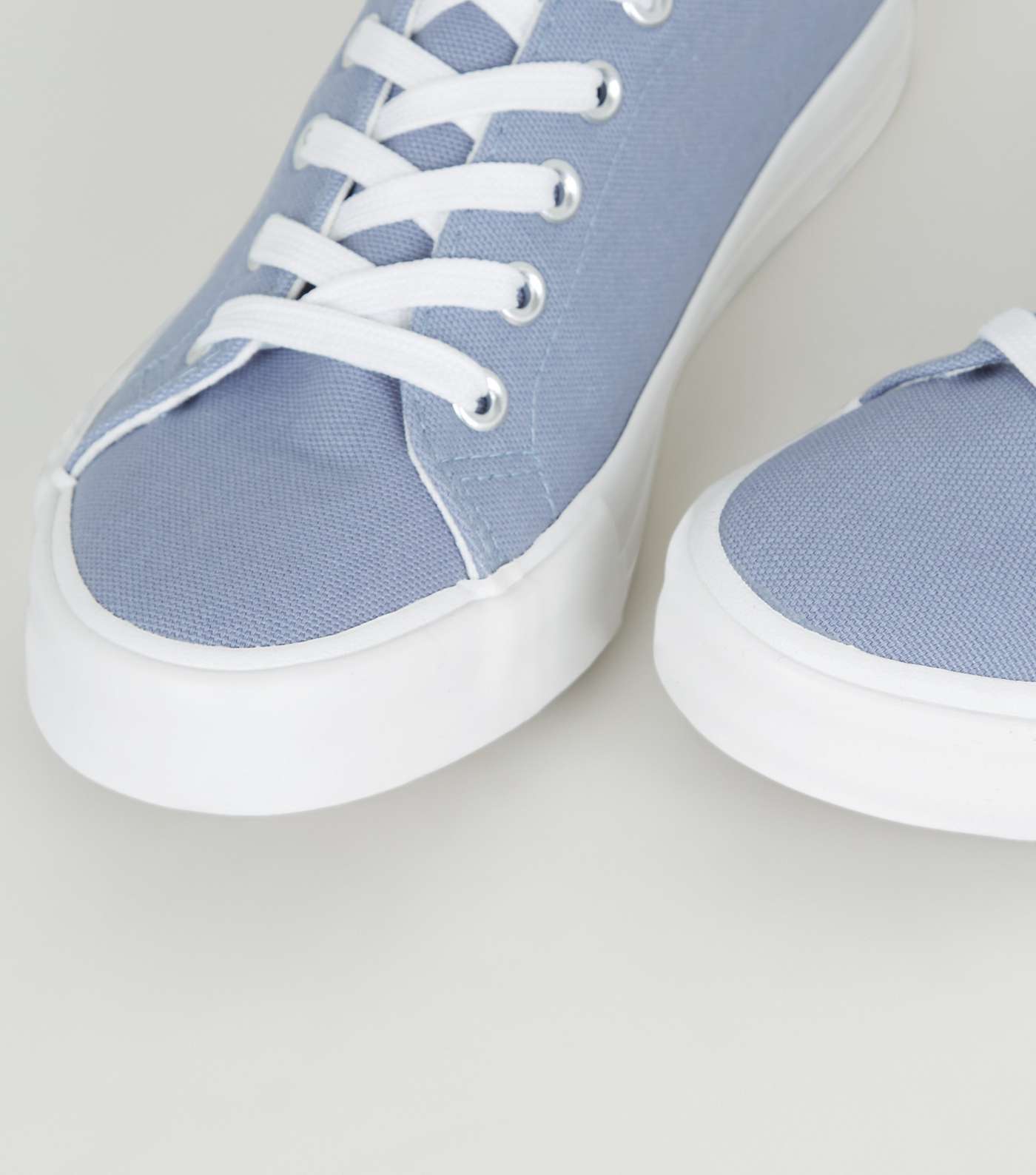 Girls Pale Blue Canvas Trainers Image 4