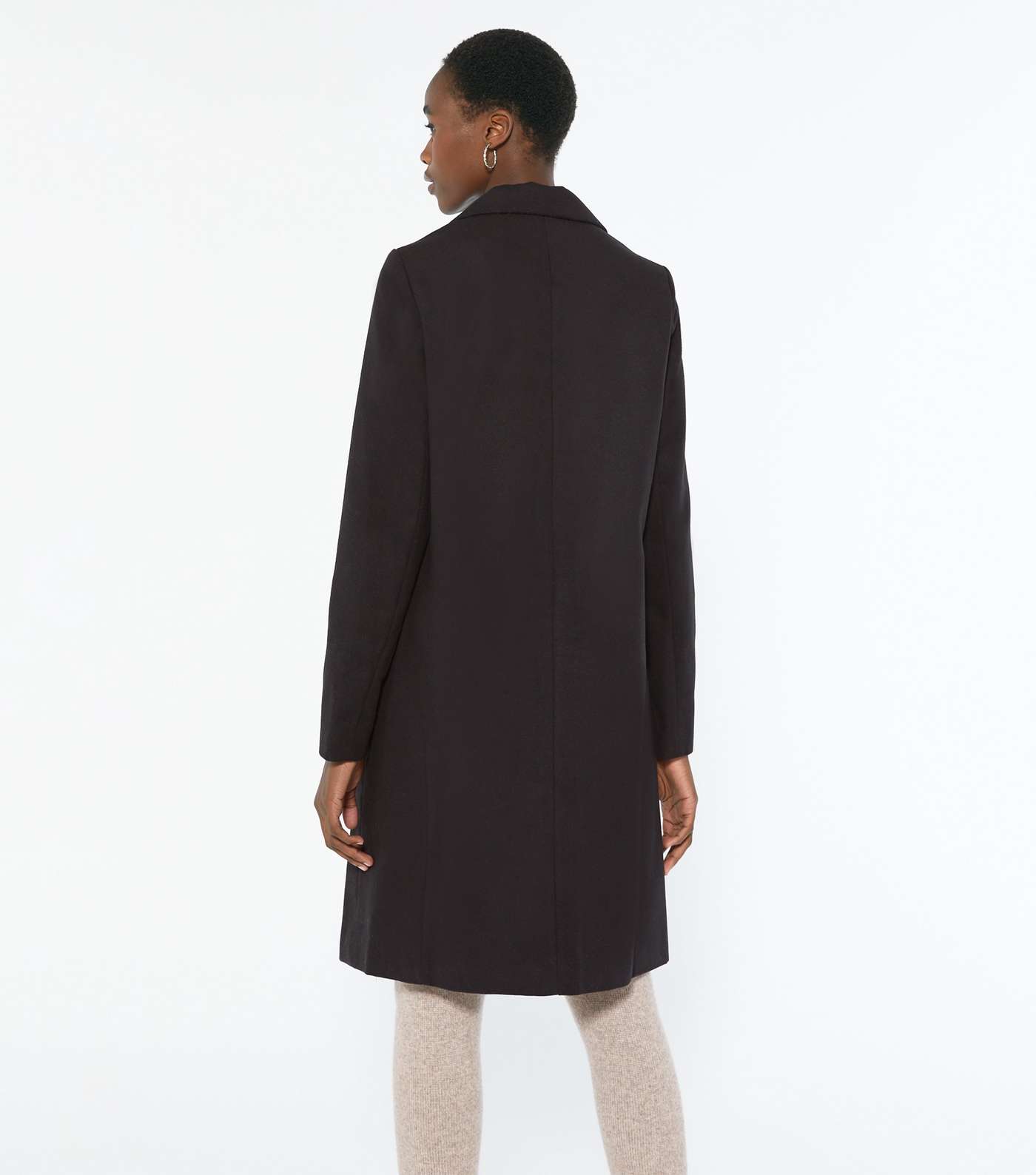 Tall Black Revere Collar Long Coat Image 4