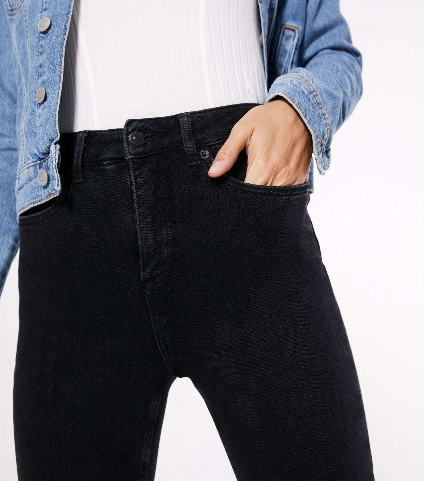 Petite Black Contour Super Skinny Jeans Image 3