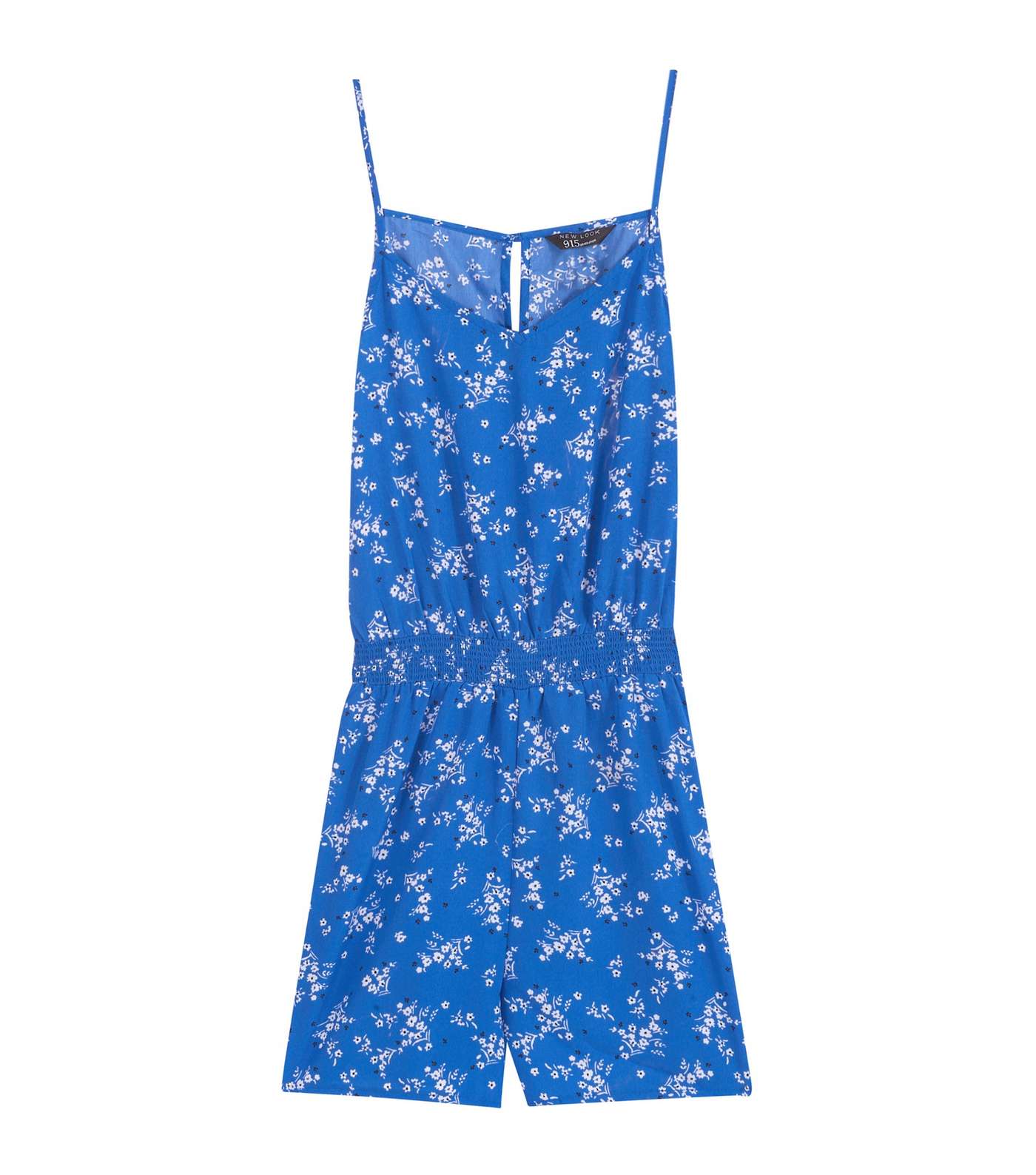 Girls Blue Floral Shirred Waist Playsuit