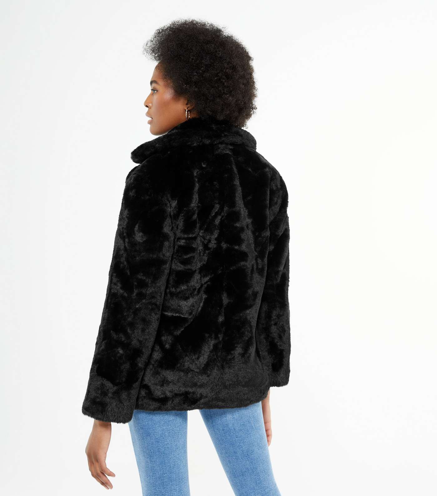 Tall Black Faux Fur Coat  Image 4