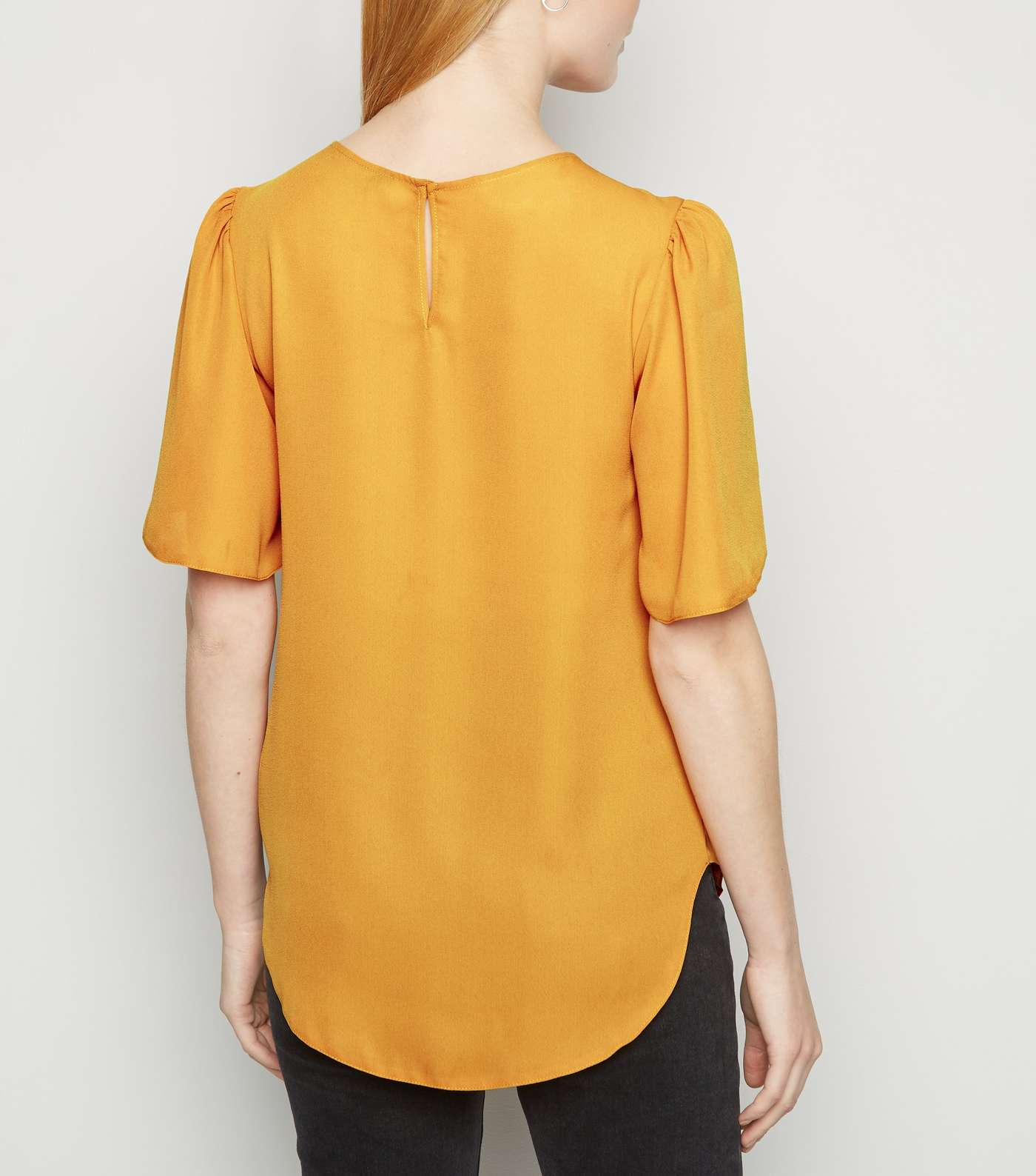 Yellow Woven Flutter Sleeve T-Shirt  Image 3