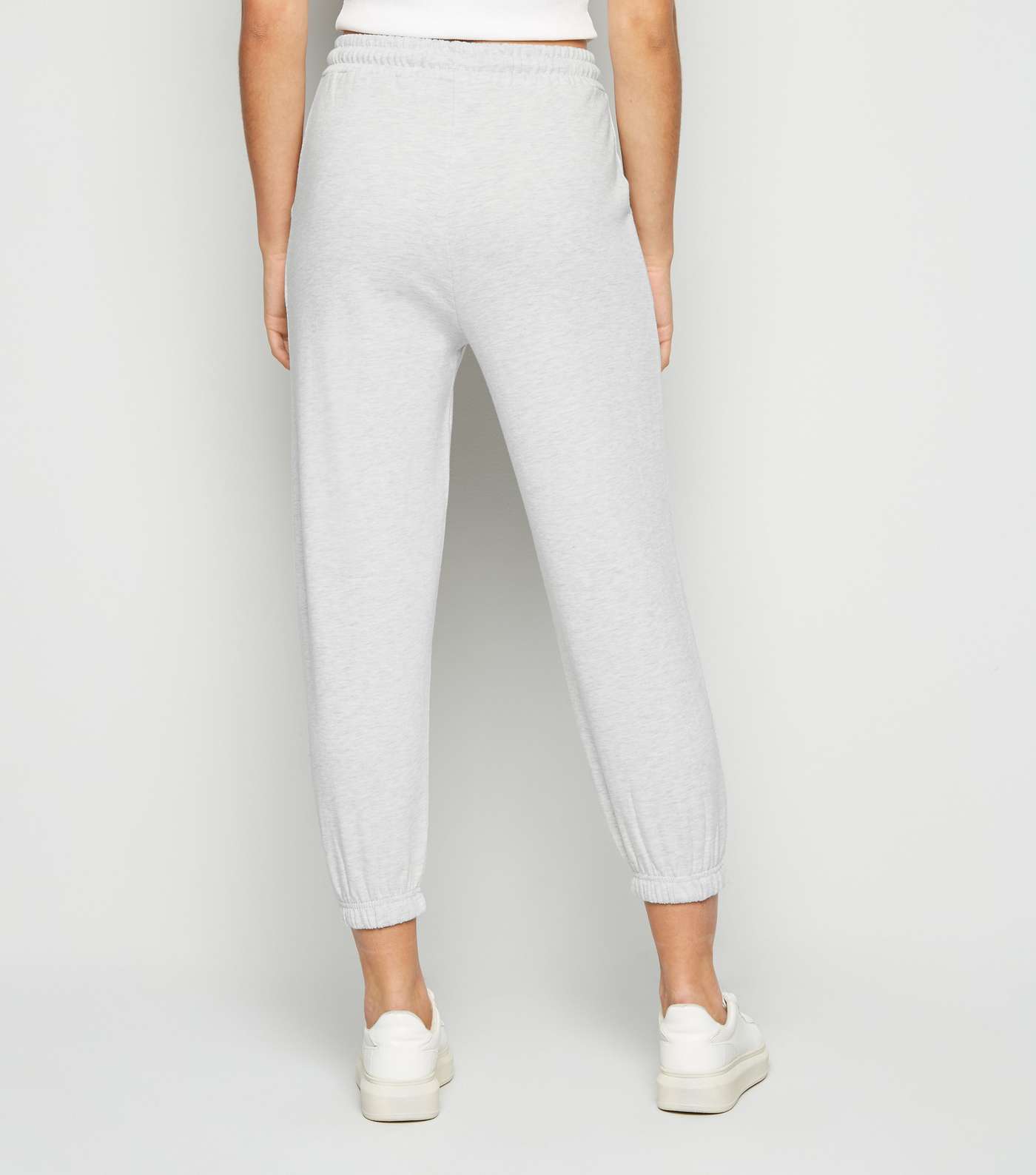 Pale Grey Cropped Joggers Image 3