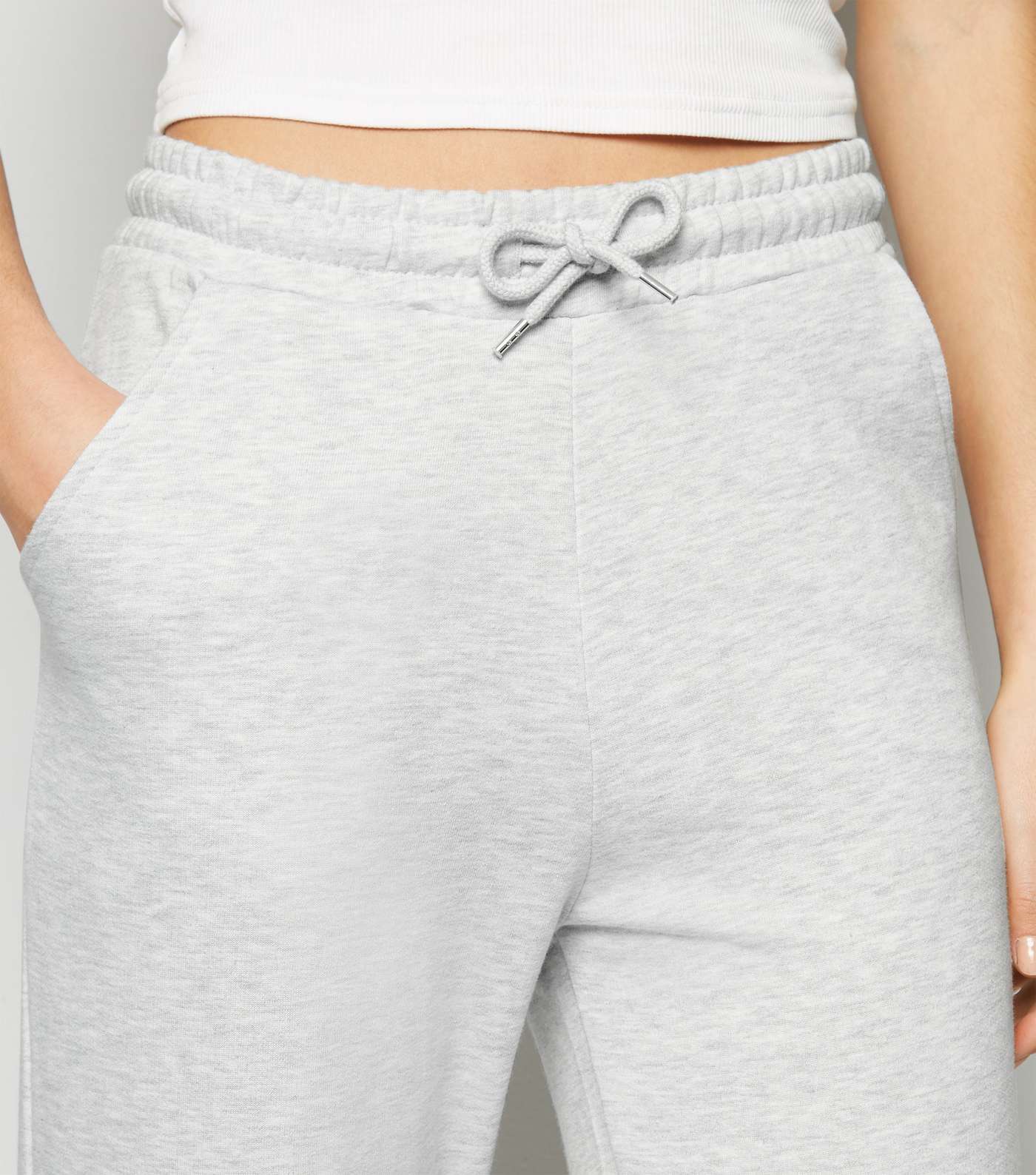 Pale Grey Cropped Joggers Image 5
