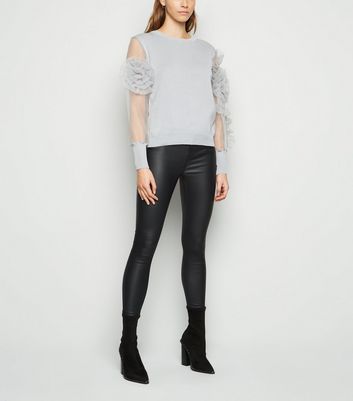 Cameo Rose Pale Grey Floral Mesh Sleeve 