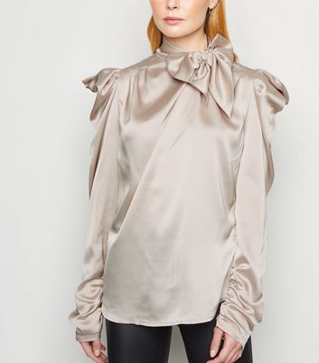 satin puff sleeve blouse