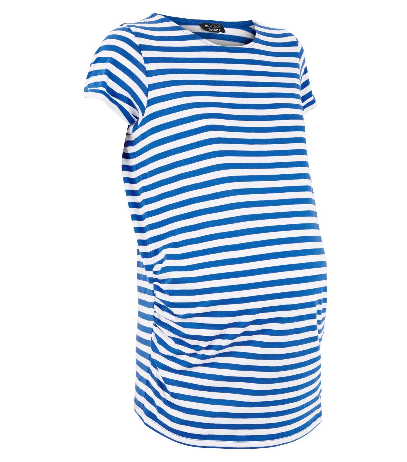 Maternity Blue Stripe Short Sleeve T-Shirt Image 4