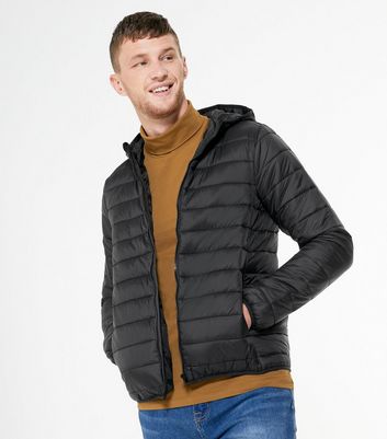 Image of Black Hooded Puffer Jacket New Look