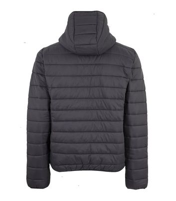 Image of Grey Hooded Puffer Jacket New Look