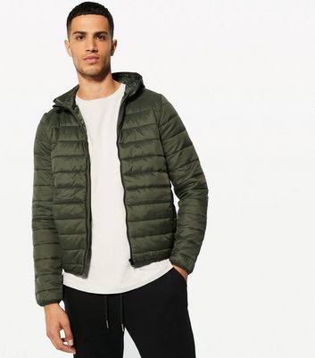 Image of Khaki Hooded Puffer Jacket New Look