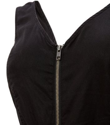 denim jumpsuit with front zipper