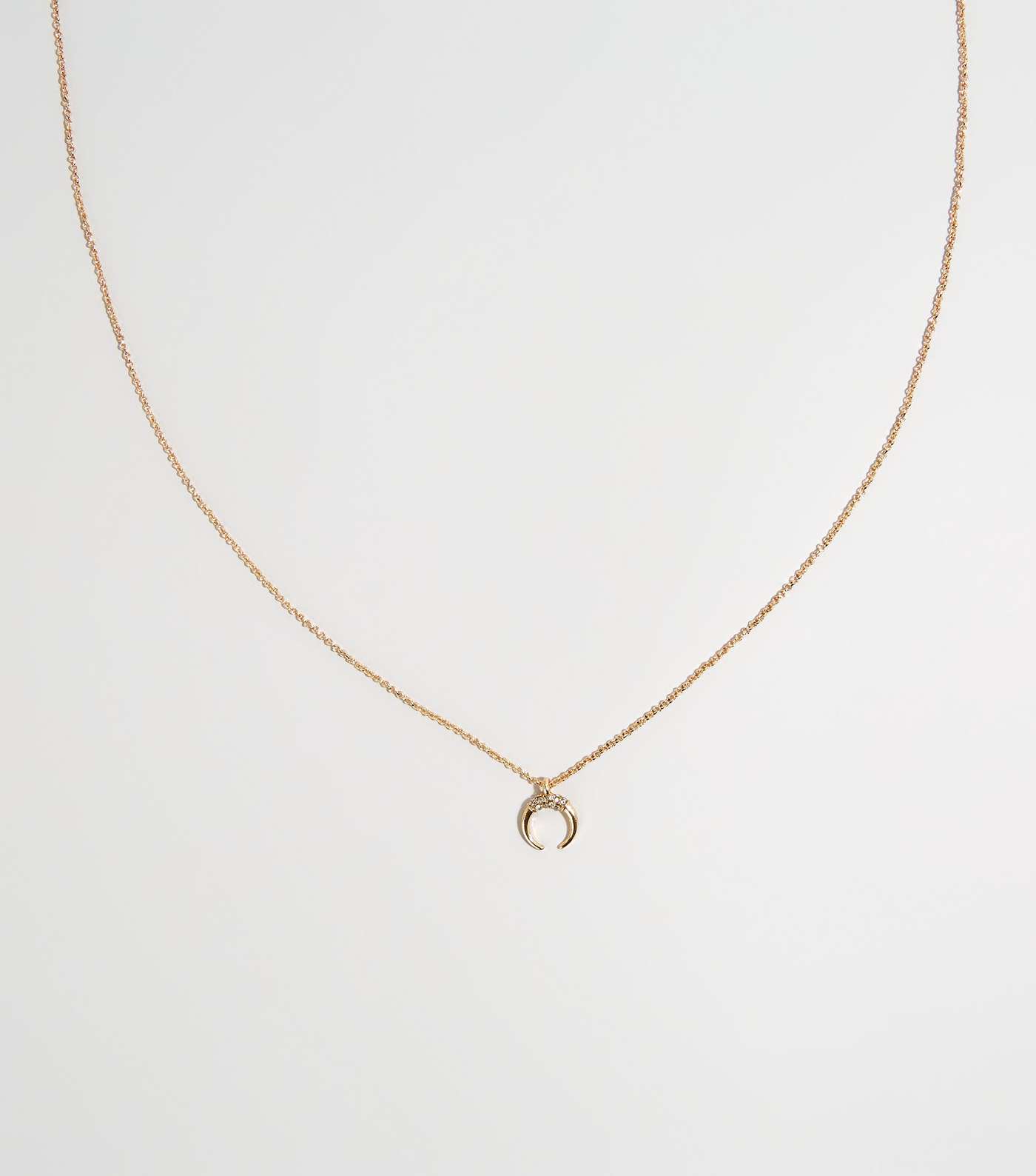 Gold Diamanté Crescent Pendant Necklace
