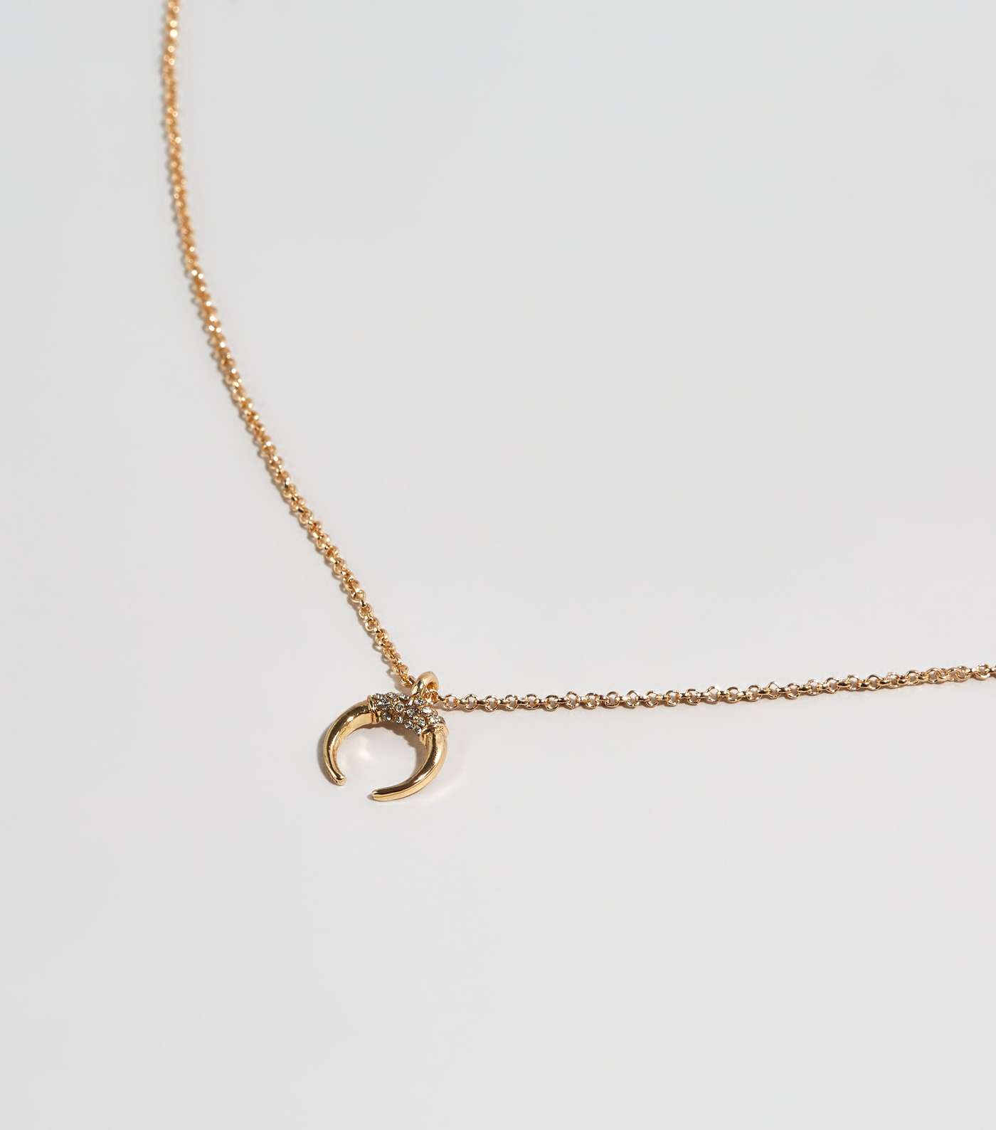 Gold Diamanté Crescent Pendant Necklace Image 3