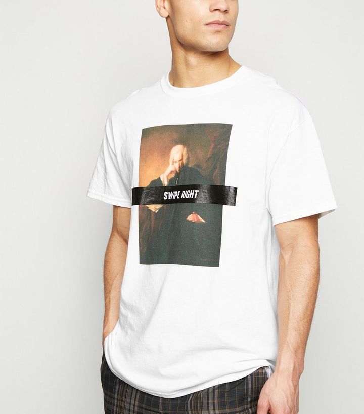 T Shirt Blanc A Slogan Et Meme Art Classique Portrait Gallery New Look