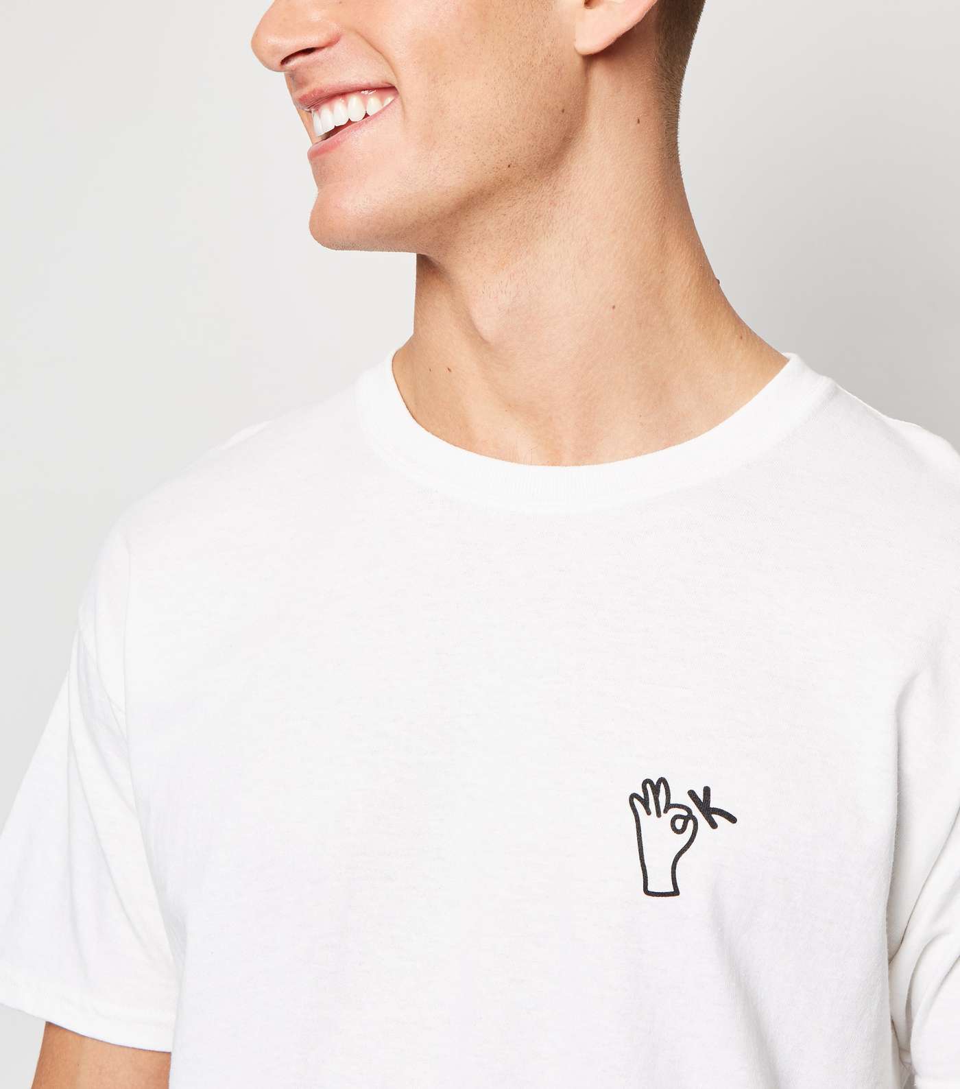 White OK Print T-Shirt Image 5