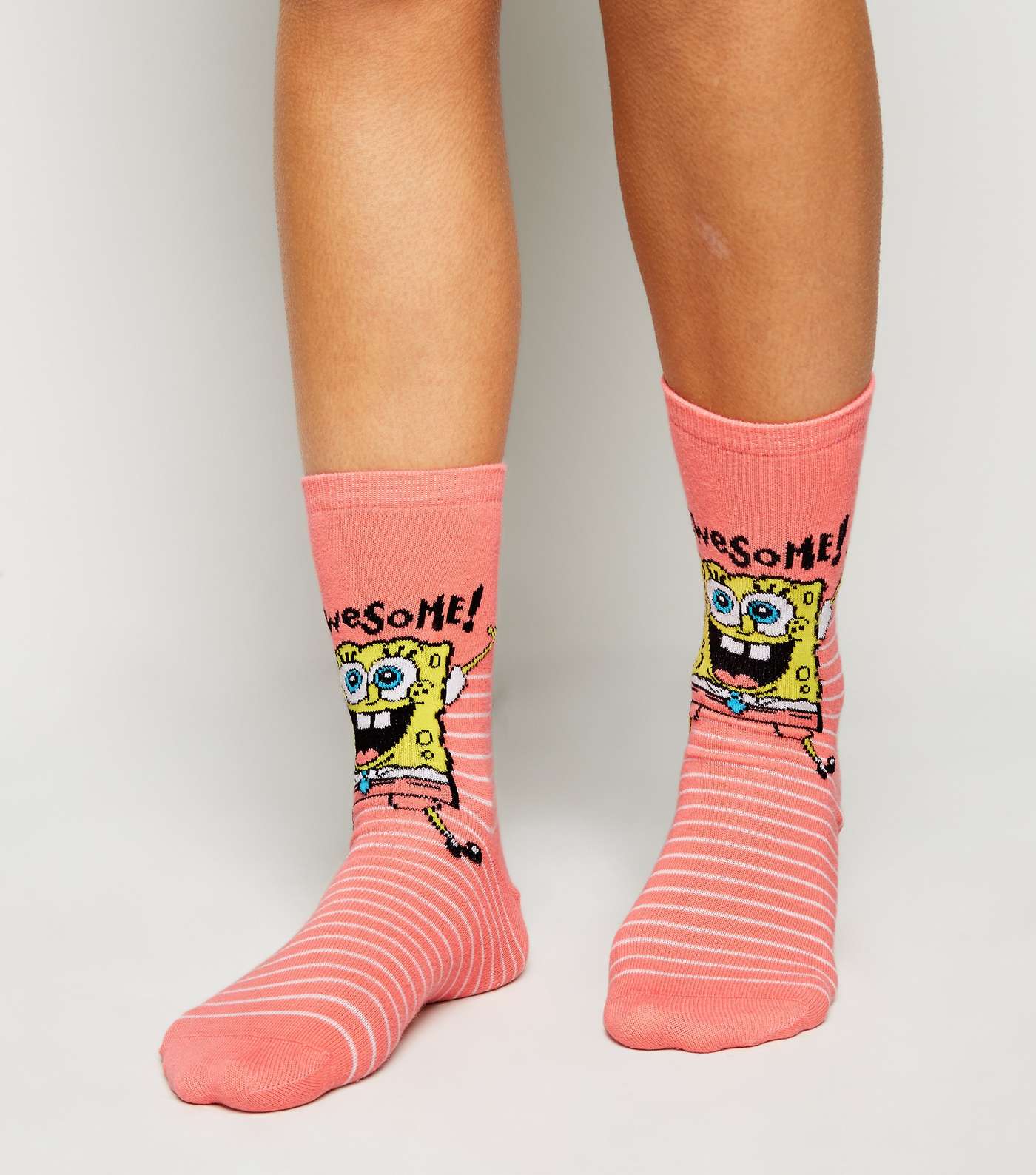 Coral Stripe Awesome Spongebob Socks Image 2