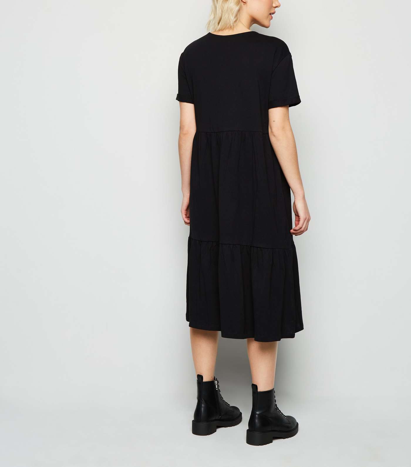 Petite Black Smock Midi Dress  Image 2