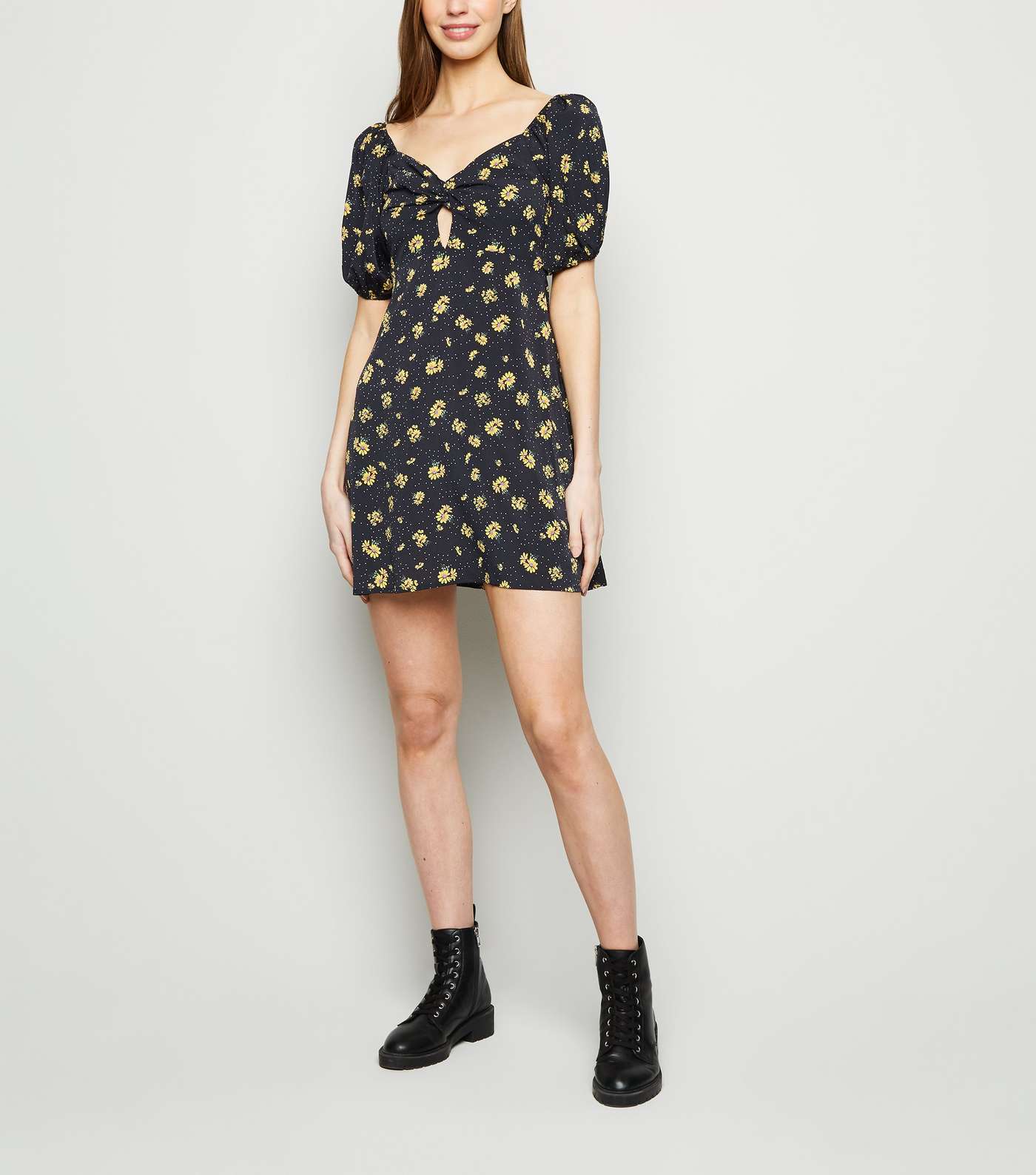 Urban Bliss Yellow Floral and Spot Mini Dress Image 2