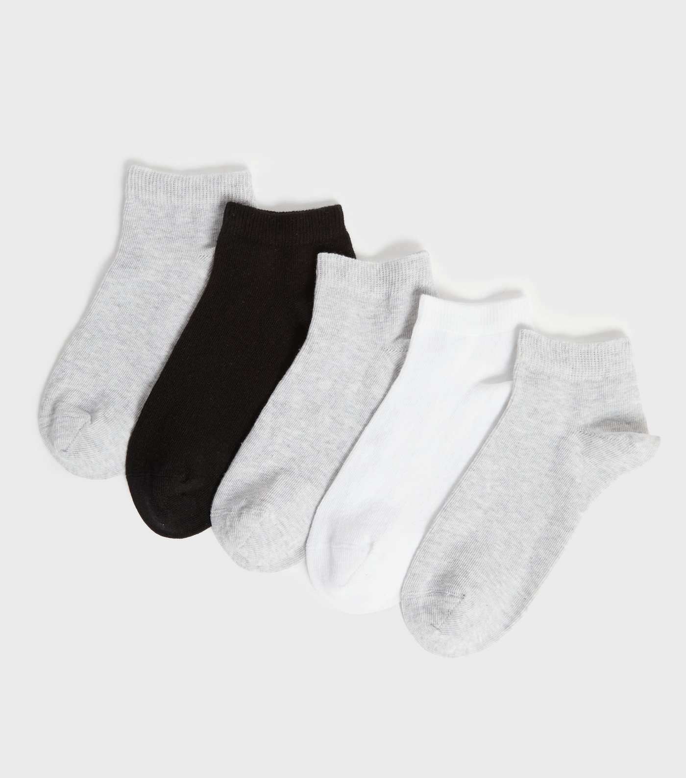 5 Pack Black Grey and White Plain Trainer Socks