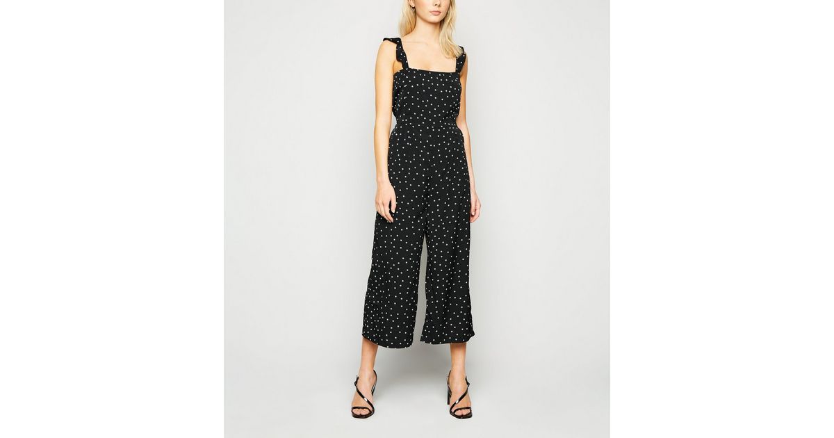 AX Paris Black Spot Cropped Jumpsuit New Look