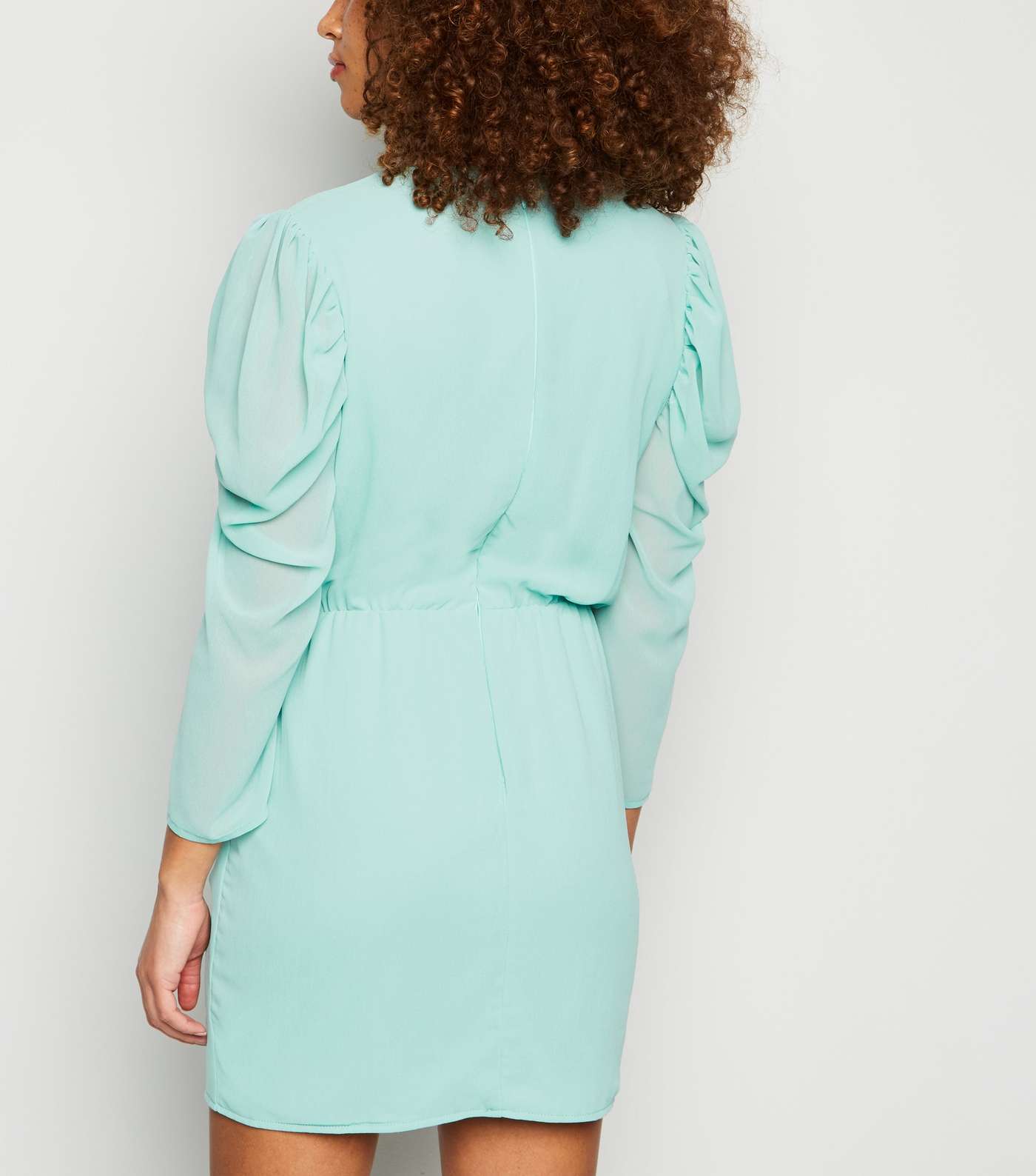 AX Paris Turquoise Chiffon Frill Trim Dress Image 3