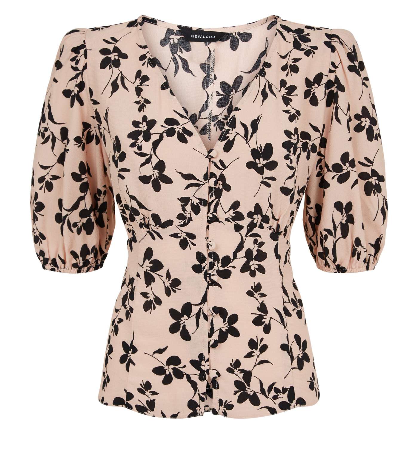 Pink Floral Puff Sleeve Tea Blouse Image 4