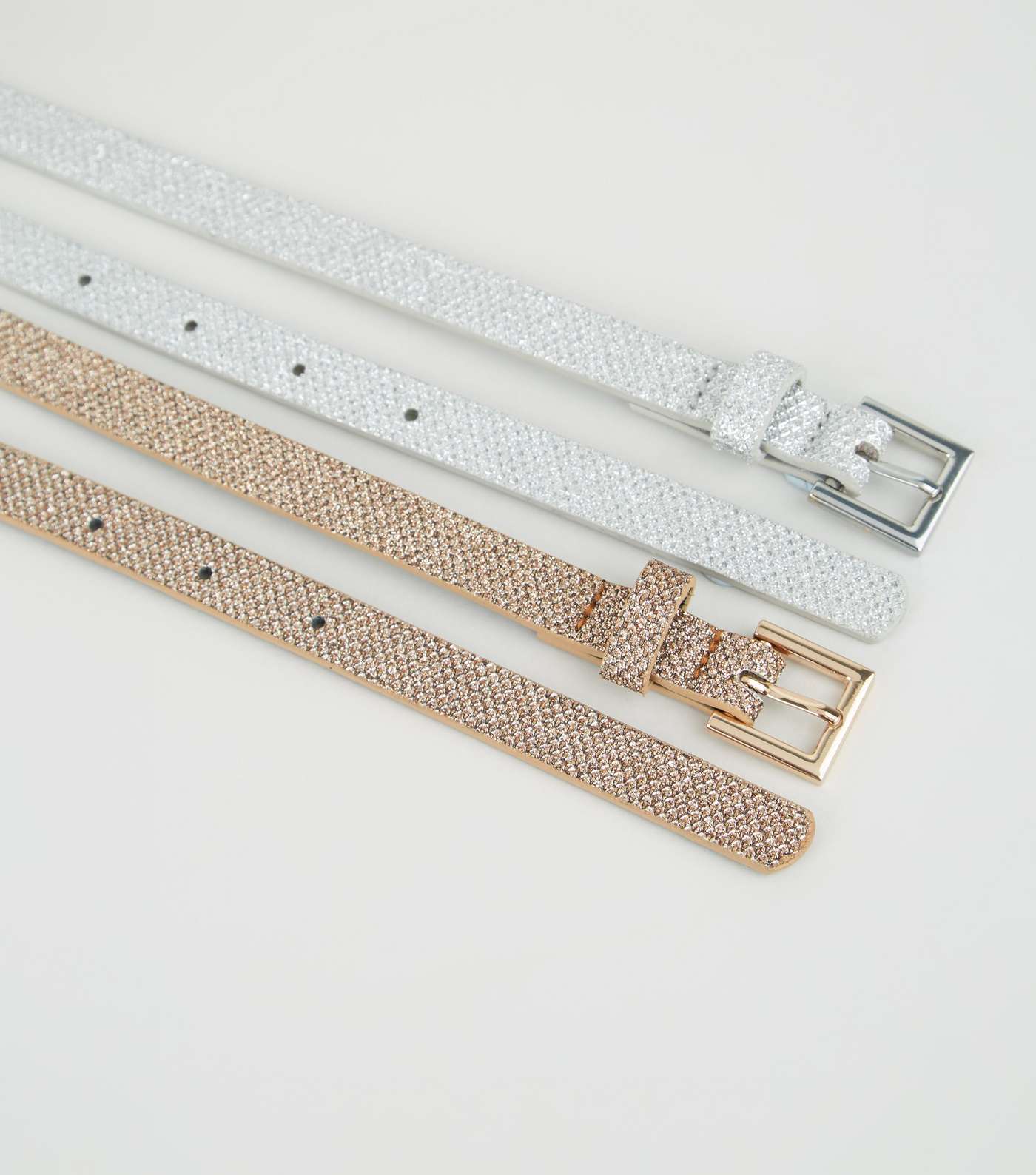 2 Pack Rose Gold and Silver Skinny Belts Image 3