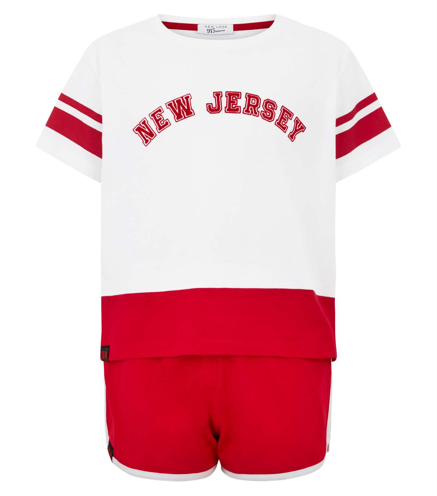 Girls White New Jersey Slogan Pyjama Set Image 4