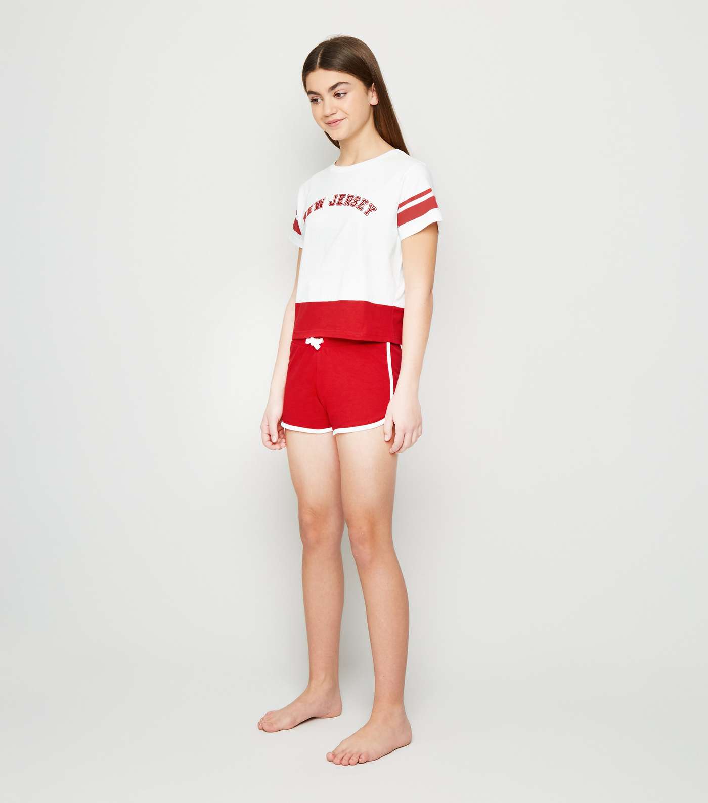 Girls White New Jersey Slogan Pyjama Set Image 2