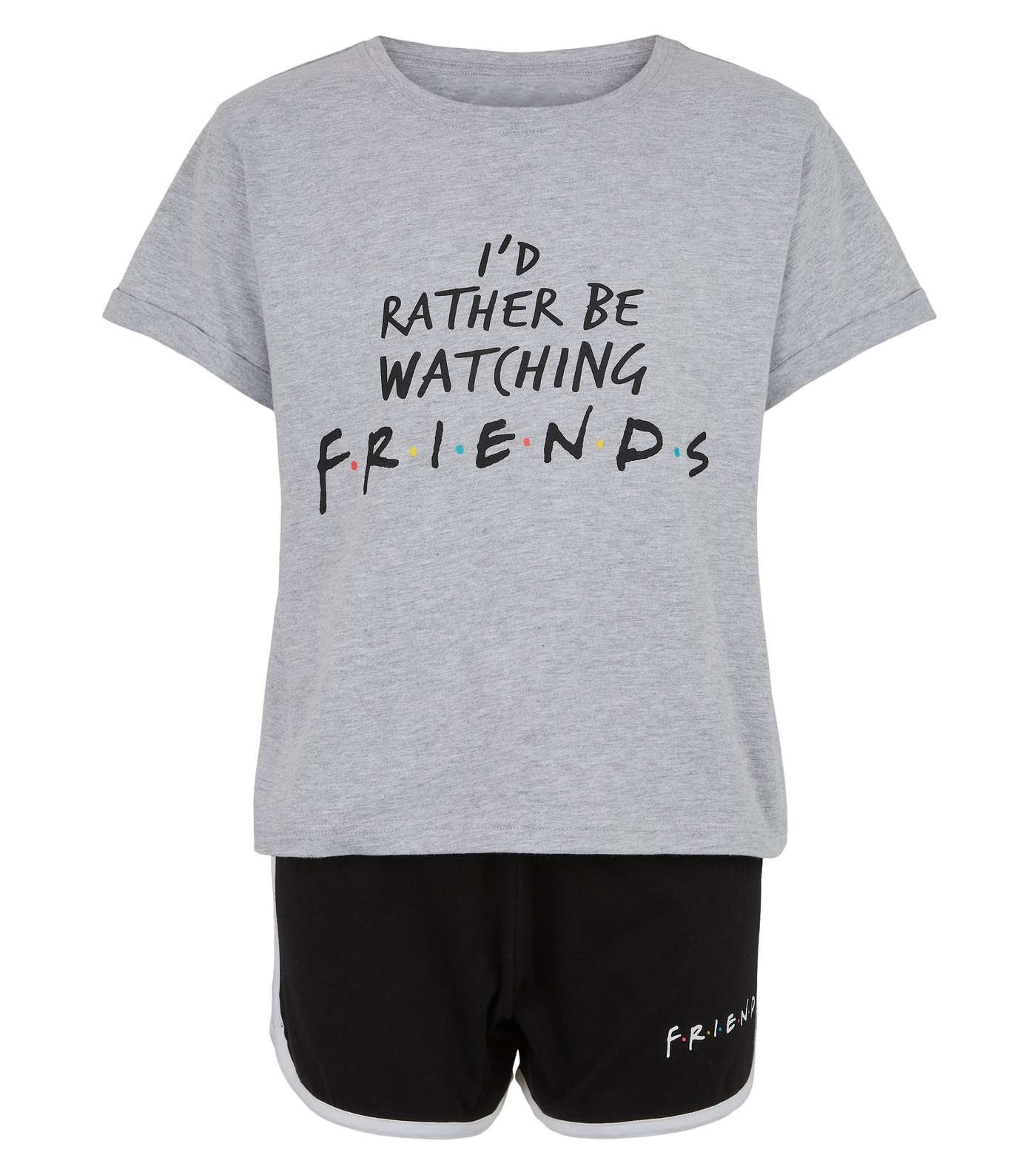Girls Light Grey Friends Slogan Pyjama Set Image 4