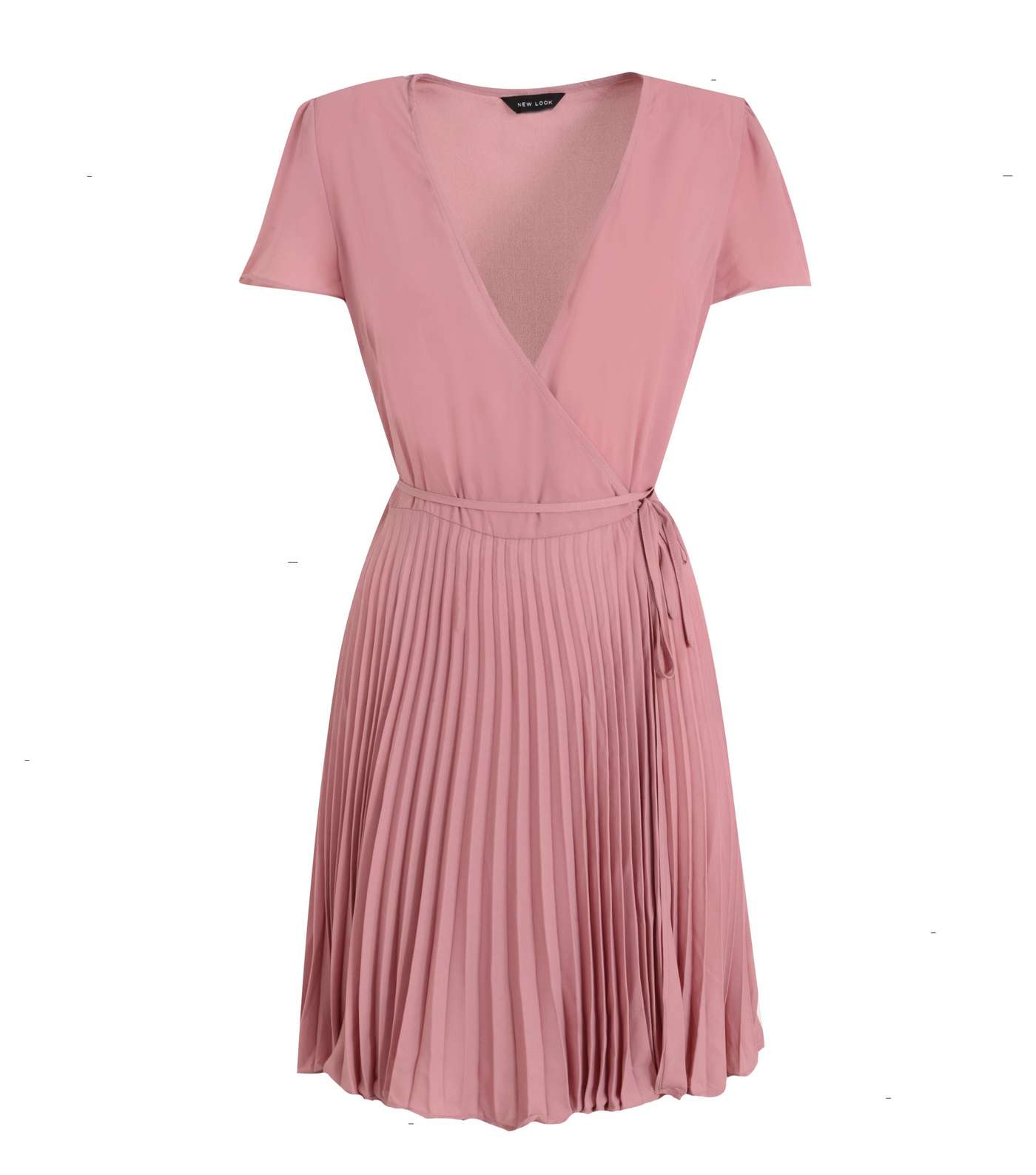 Mid Pink Pleated Wrap Mini Dress