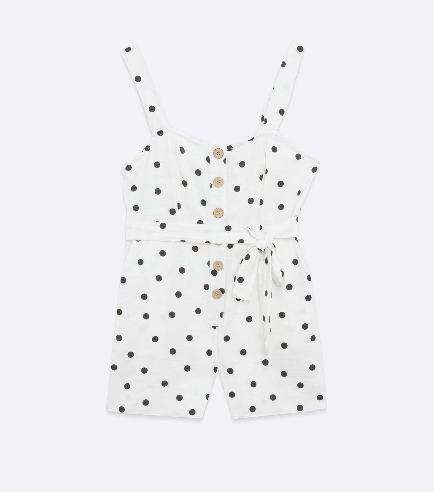 Petite White Spot Button Belted Playsuit Image 5