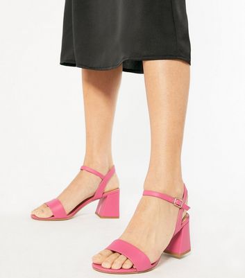 bright pink low heel shoes