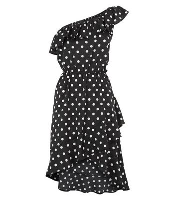 black and white polka dot frill dress