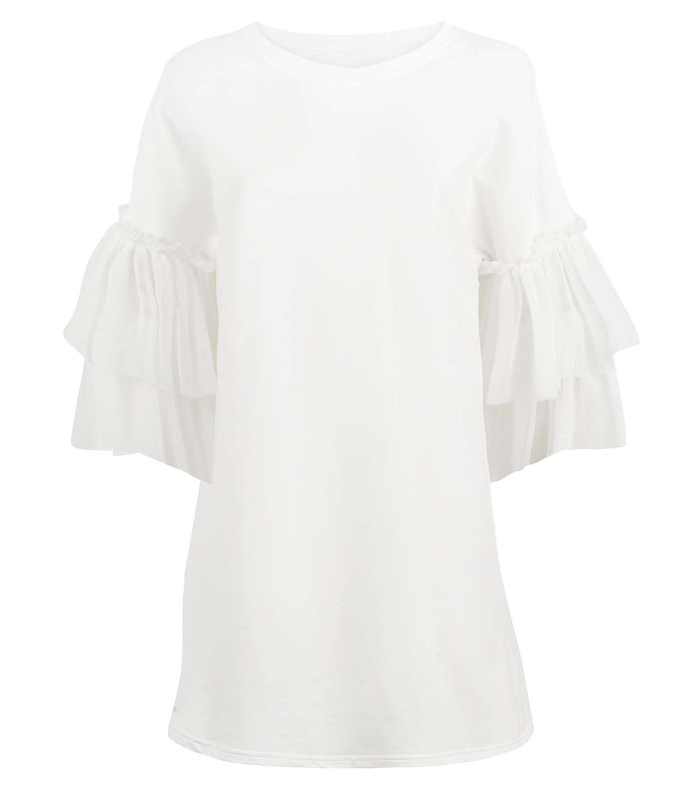 Blue Vanilla White Mesh Sleeve Sweatshirt Dress Image 4