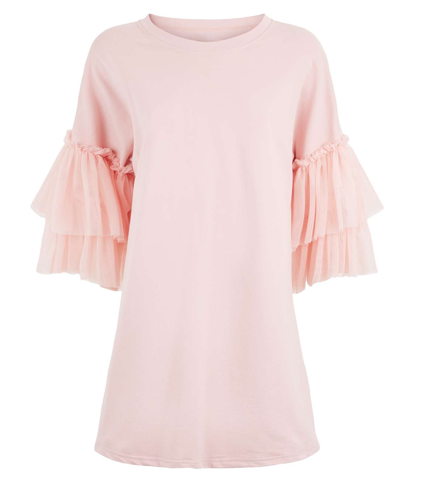 Blue Vanilla Pink Mesh Sleeve Sweatshirt Dress Image 4