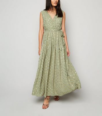 Blue Vanilla Mint Green Metallic Spot Maxi Dress | New Look