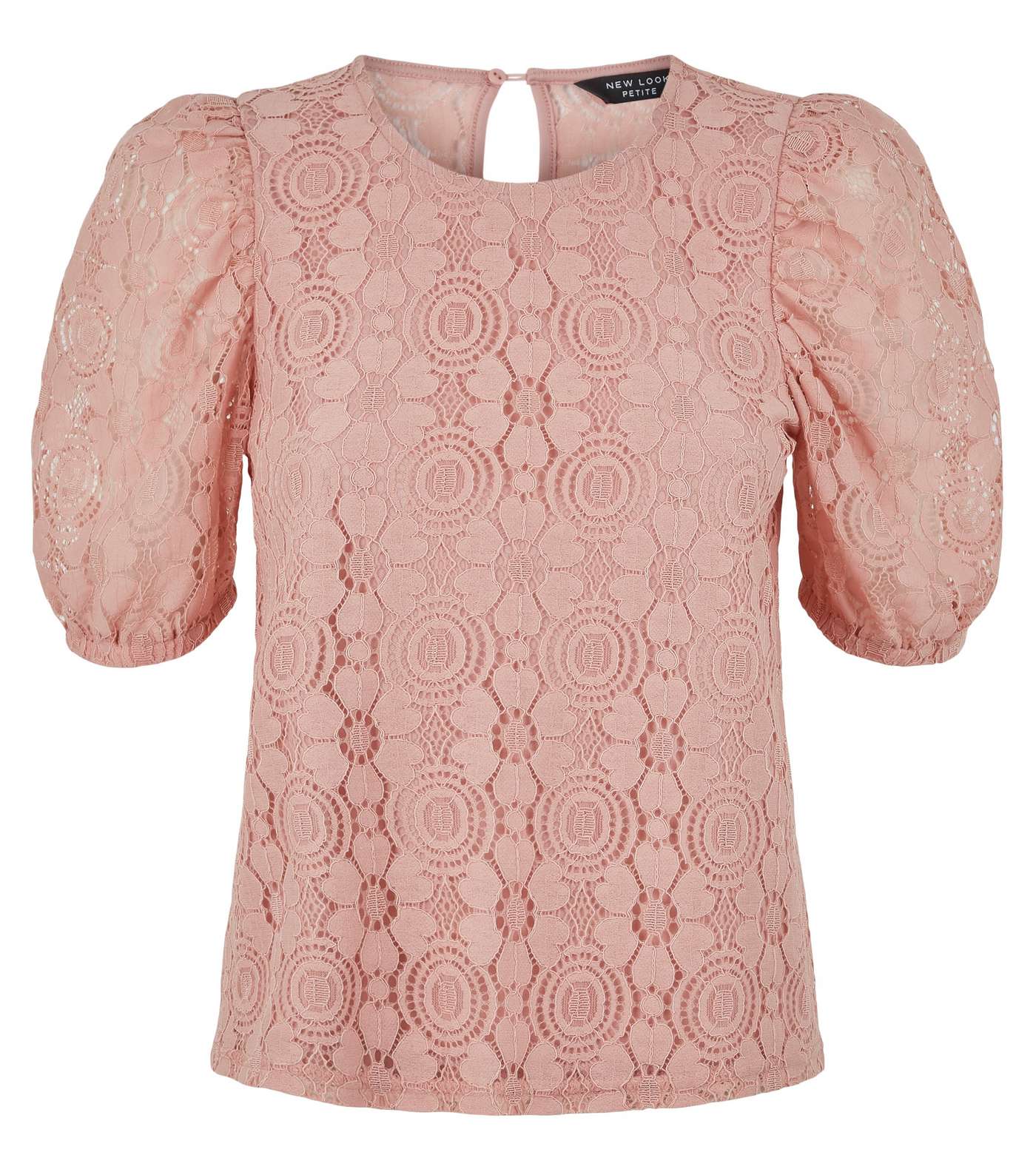 Petite Mid Pink Lace Puff Sleeve T-Shirt Image 4