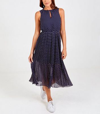 navy blue spotted dress