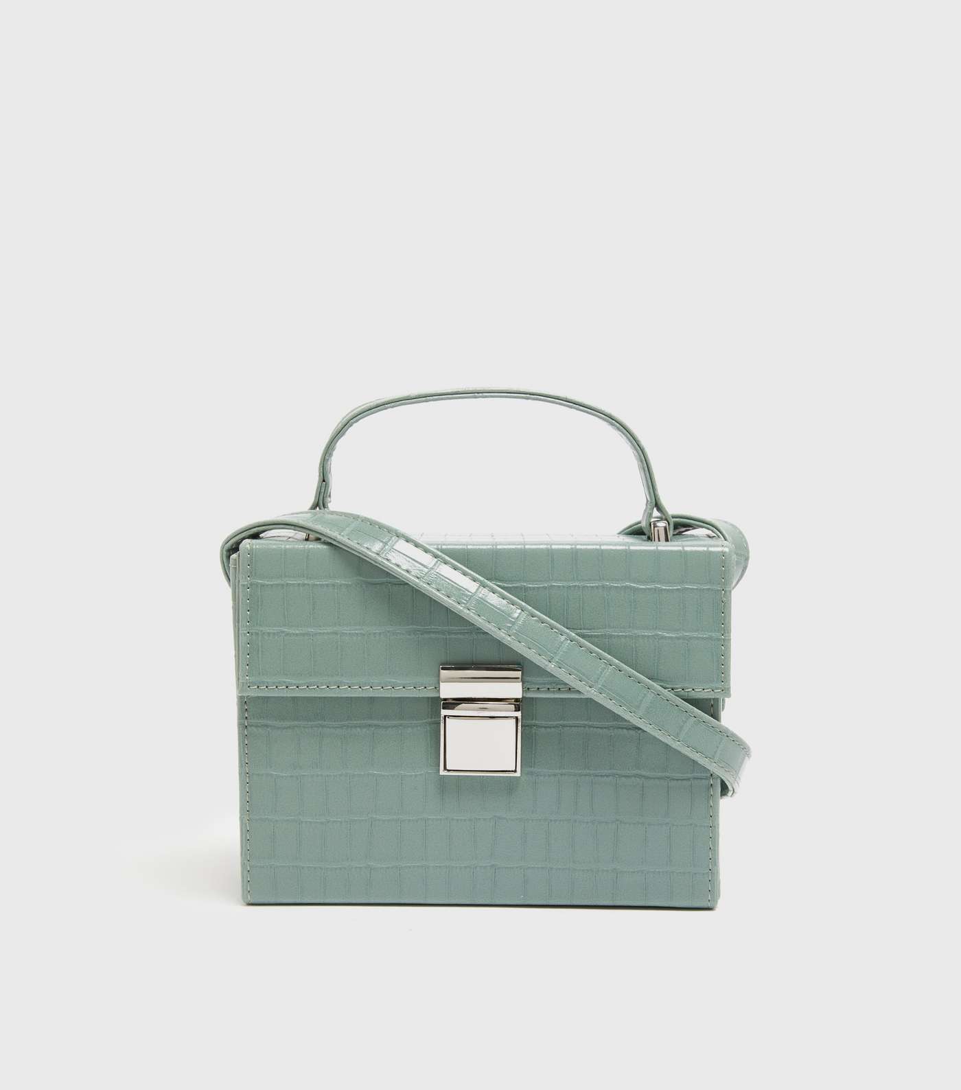 Mint Green Faux Croc Box Bag