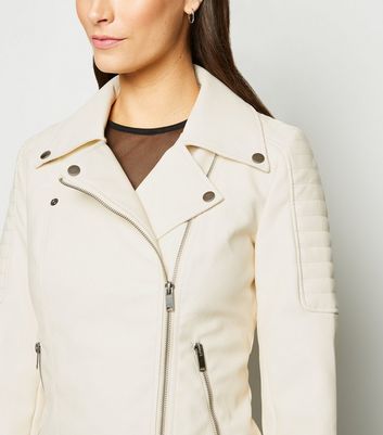 cream leather look jacket