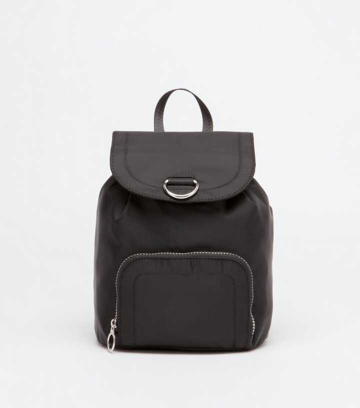 New Look Rucksacks Black Nylon Pocket Front Backpack | New Look